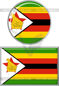 Zimbabwean round and square icon flag.  - vector image