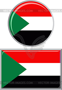 Sudanese round and square icon flag.  - vector image