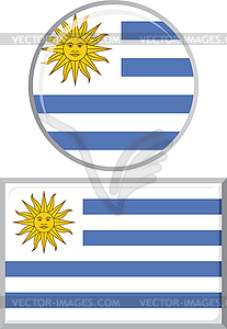 Uruguayan round and square icon flag.  - vector image