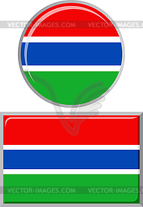 Gambian round and square icon flag.  - vector clipart