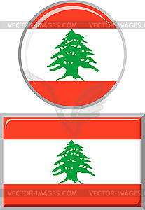 Lebanese round and square icon flag.  - stock vector clipart