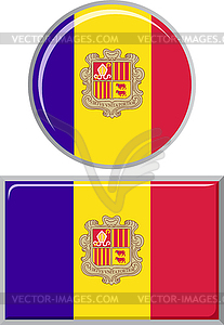 Andorran round and square icon flag.  - vector image