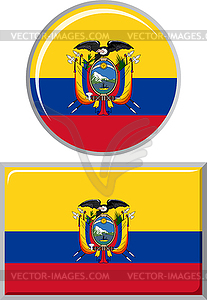 Ecuadorian round and square icon flag.  - vector clipart