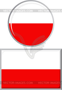 Polish round and square icon flag.  - vector clipart