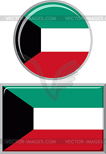 Kuwait round and square icon flag.  - vector image