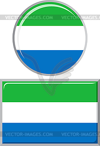 Sierra Leone round and square icon flag.  - vector image
