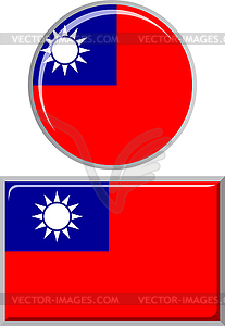 Taiwan round and square icon flag.  - vector clip art