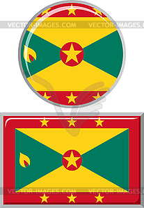 Grenada round and square icon flag.  - vector clipart