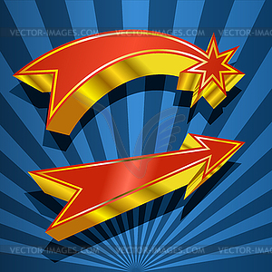 Shining retro banner with star and arrow - vector clip art