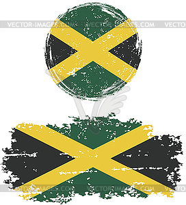 Jamaican round and square grunge flags.  - vector image