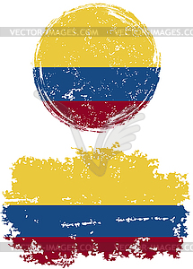 Colombian round and square grunge flags.  - vector image