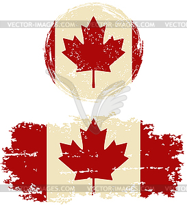 Canadian round and square grunge flags.  - vector clip art