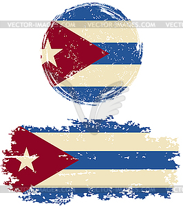 Cuban round and square grunge flags.  - vector clip art