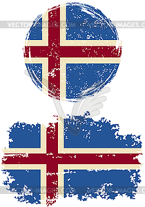 Icelandic round and square grunge flags.  - vector image