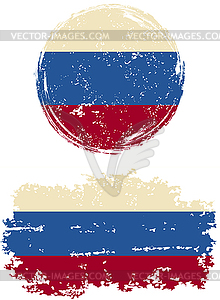 Russian round and square grunge flags.  - vector image