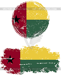 Guinea-Bissau round and square grunge flags.  - vector image