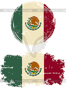 Mexican round and square grunge flags.  - vector clipart