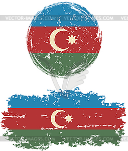 Azerbaijani round and square grunge flags.  - vector image