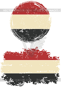 Yemeni round and square grunge flags.  - vector clip art