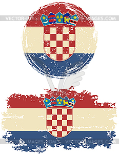 Croatian round and square grunge flags.  - vector image