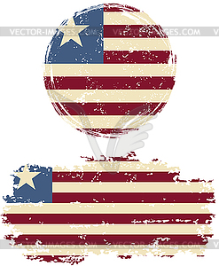 Liberian round and square grunge flags.  - vector clipart