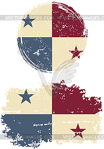 Panamanian round and square grunge flags.  - vector clipart