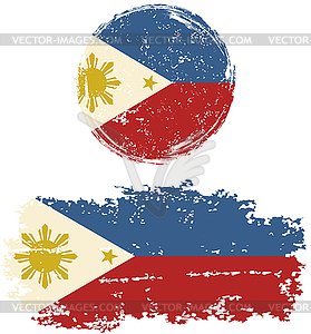 Philippines round and square grunge flags.  - vector image