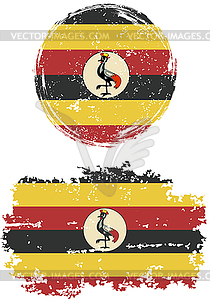 Ugandan round and square grunge flags.  - vector clip art