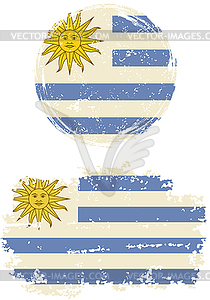 Уругвайский круглые и квадратные флаги гранж. - изображение в векторе