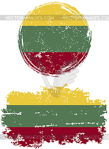 Lithuanian round and square grunge flags.  - vector clipart