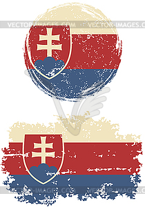 Slovakia round and square grunge flags.  - vector image