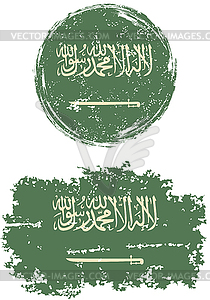 Saudi Arabian round and square grunge flags.  - vector clip art