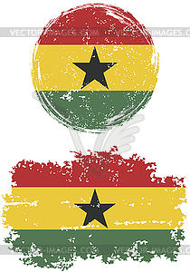 Ghanaian round and square grunge flags.  - vector image