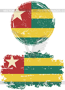 Togolese round and square grunge flags.  - vector clip art