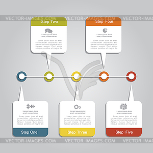 Хронология инфографики шаблон макета. - иллюстрация в векторе
