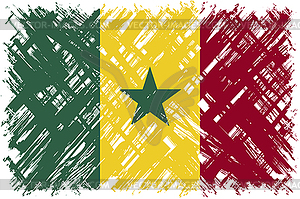 Senegalese grunge flag.  - vector image