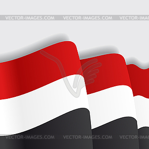 Йеменский развевающийся флаг. - изображение в векторном виде
