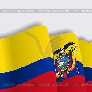 Эквадорский развевающийся флаг. - векторный клипарт Royalty-Free