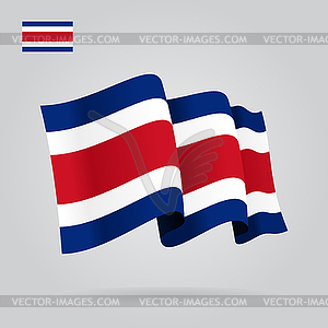 Costa Rican waving Flag.  - vector image