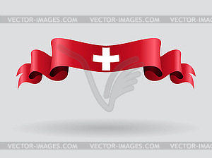 Swiss wavy flag.  - vector clip art