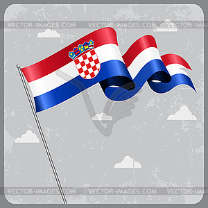 Croatian wavy flag.  - vector clip art