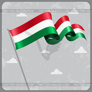Hungarian wavy flag.  - vector clipart