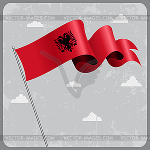 Albanian wavy flag.  - vector clipart