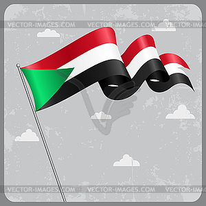 Sudan wavy flag.  - vector clipart