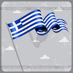 Greek wavy flag.  - vector clip art