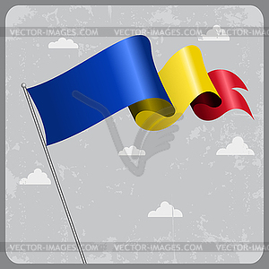 Romanian wavy flag.  - vector clipart