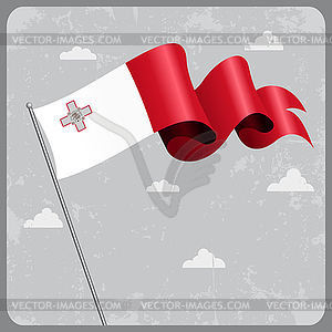 Maltese wavy flag.  - color vector clipart