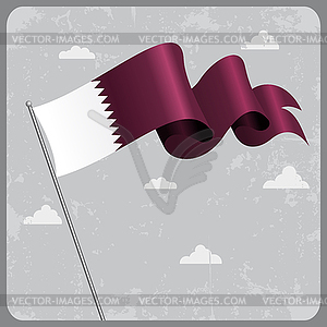 Qatari wavy flag.  - vector clip art