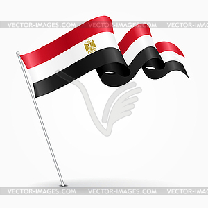 Egyptian pin wavy flag. - vector clipart