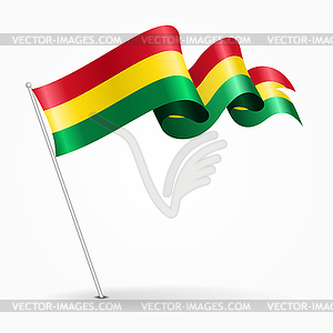 Bolivian pin wavy flag.  - vector image